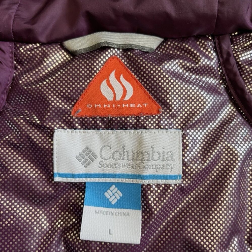 Columbia Jacket Women's Large Purple TurboDown 750TD Omni-Heat Zip Puffer Hooded - Picture 4 of 12